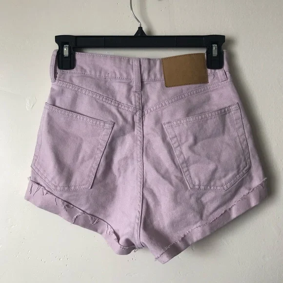Divided Pink Shorts w/ Rolled Raw Hem - Picture 4 of 5